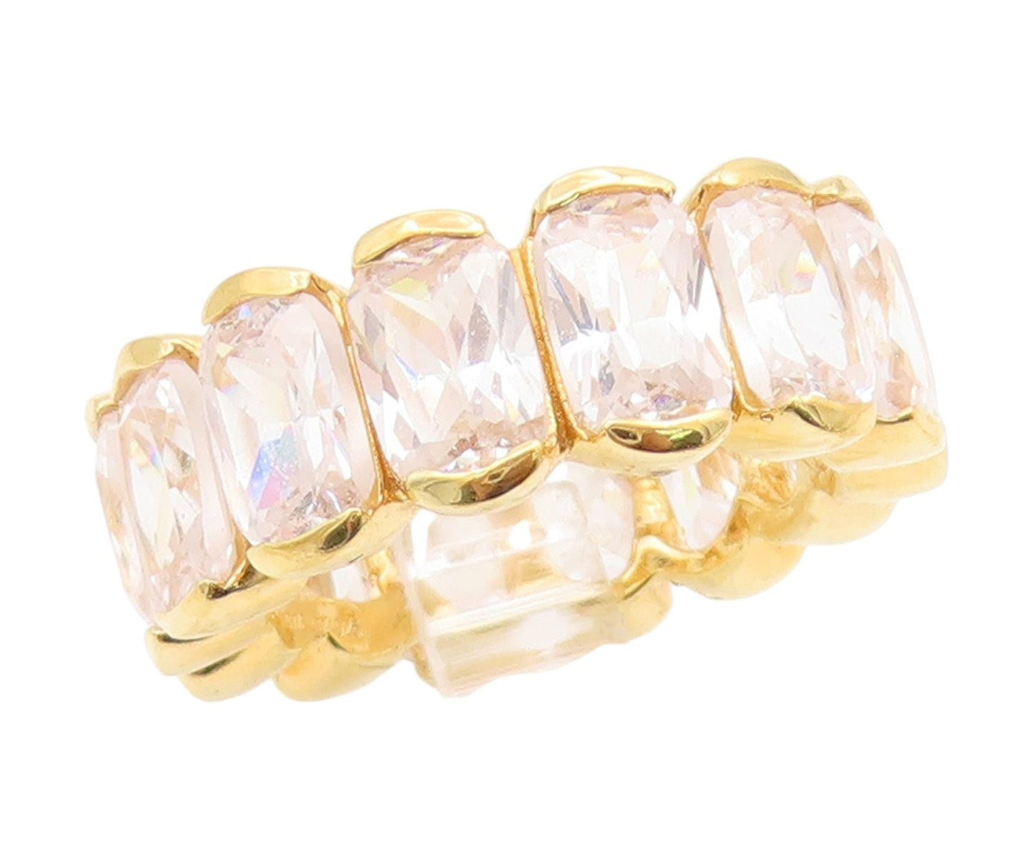 925 Sterling Silver Vintage Ring Gold Plated CZ Eternity Band  Sz 7  RG35014