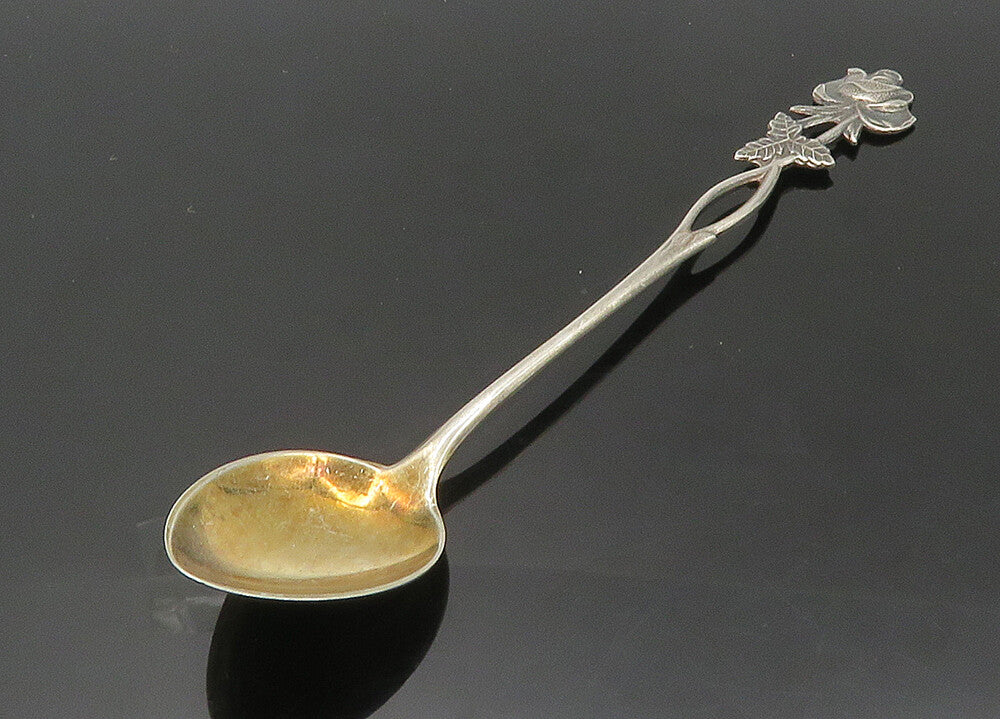 EUROPEAN 925 Sterling Silver  Vintage Rose Flower Souvenir Spoon  TR2925