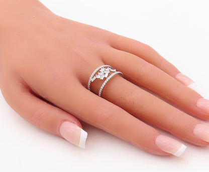 925 Sterling Silver Vintage Ring Brutalist Design Cutout CZ   Sz 7.5  RG29955