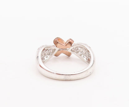 925 Sterling Silver Vintage Ring Modernist Floral knot CZ Inlay  Sz 7  RG29598