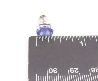 925 Sterling Silver Vintage Genuine Oval Tanzanite Stud Earrings  EG12712
