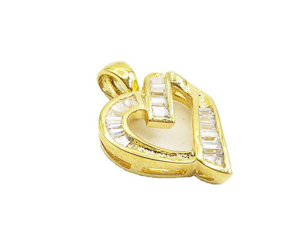 925 Sterling Silver  Cubic Zirconia Gold Plated Love Heart Pendant  PT6483