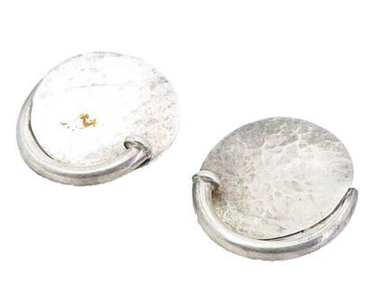 MEXICO 925 Sterling Silver  Vintage Hammered Modernist Drop Earrings  EG4028