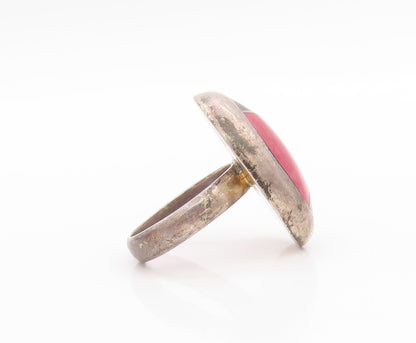 925 Sterling Silver Vintage Ring MEXICO Designer Gemstone Inlay  Sz 9  RG33341