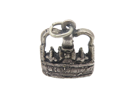 925 Sterling Silver  Vintage Dark Tone Sculpted Detail Drop Pendant  PT9357