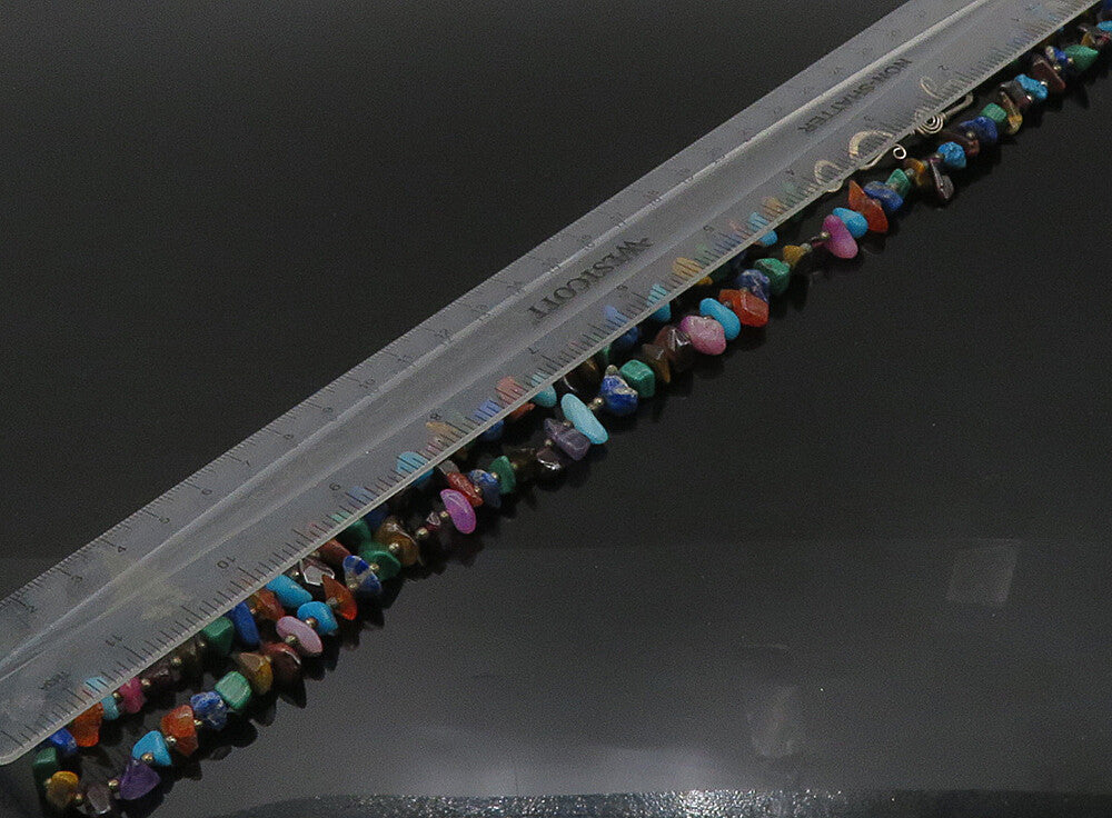 925 Silver Vintage Turquoise Sodalite & Multi Stone Chain Necklace NE3770