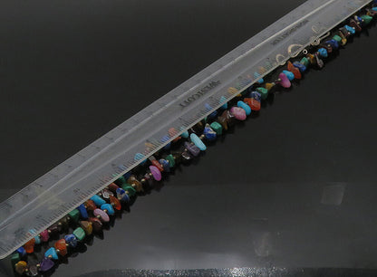 925 Silver Vintage Turquoise Sodalite & Multi Stone Chain Necklace NE3770