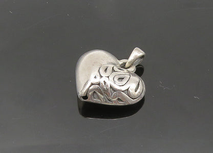 925 Sterling Silver  Vintage Shiny Hollow Swirl Love Heart Pendant  PT16715