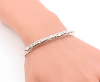 925 Sterling Silver Vintage Bracelet NAVAJO Trible Design Etched Cuff  BT10964