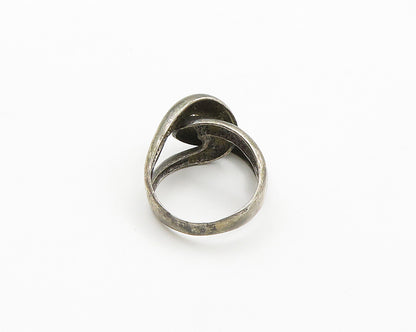 925 Sterling Silver  Vintage Dark Tone Loop Knot Band Ring Sz 8.5  RG19351