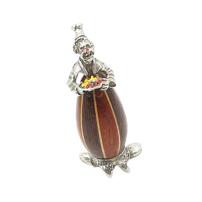 HAZORFIM ISRAEL 925 Sterling Silver Vintage Hollow Wooden Clown Trinket TR2596