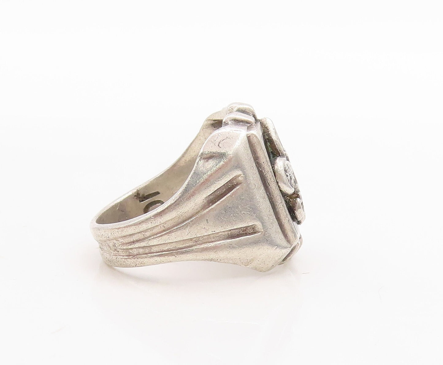 925 Sterling Silver Vintage Ring Solid US Military Logo Carved  Sz 6  RG31684