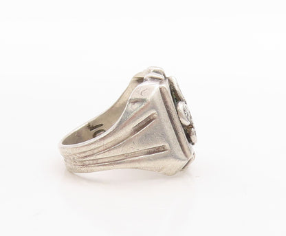 925 Sterling Silver Vintage Ring Solid US Military Logo Carved  Sz 6  RG31684