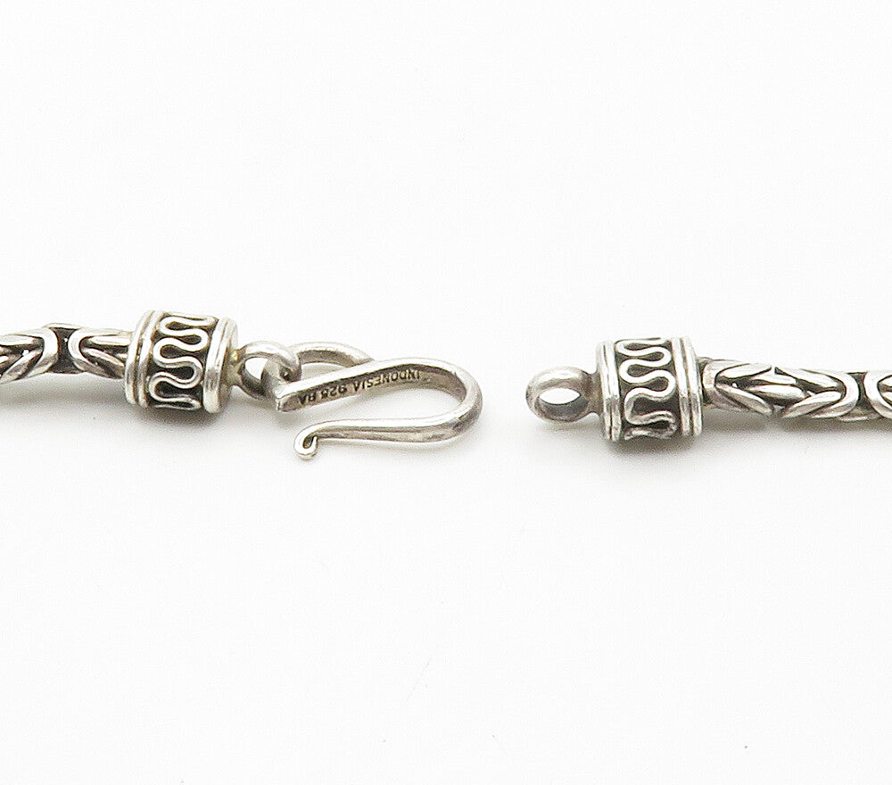 BALI 925 Sterling Silver  Vintage Shiny Byzantine Link Chain Necklace  NE2442