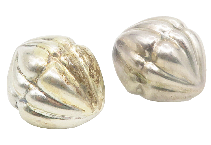 JONDELL MEXICO 925 Sterling Silver  Vintage Fluted Dome Drop Earrings  EG5566