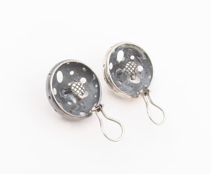 925 Sterling Silver Vintage Earrings PEDRO BOREGAARD Classic Cutout Dome EG14467