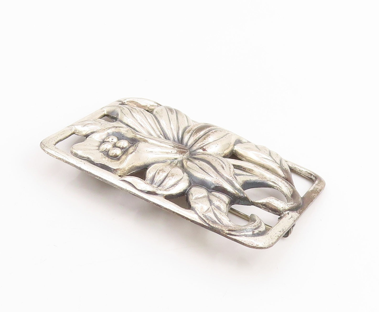 925 Sterling Silver Vintage Brooch DANECRAFT Daffodil Floral Frame Pin  BP11954