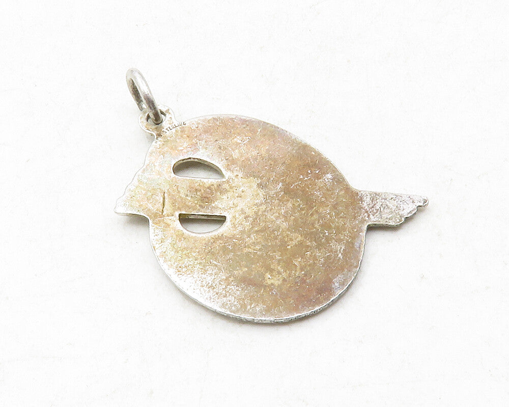 925 Sterling Silver  Vintage Enamel Detail Painter's Palette Pendant  PT10080