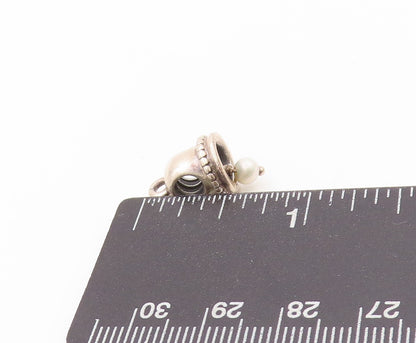 925 Sterling Silver Vintage Pendant PANDORA Designer Pearl Bell Shape   PT24094