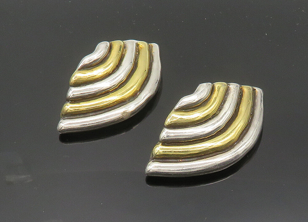 BATAMI ISRAEL 925 Sterling Silver  Vintage 2 Tone Non Pierce Earrings  EG9984