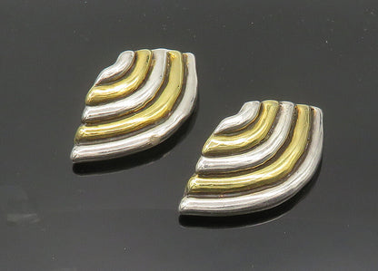 BATAMI ISRAEL 925 Sterling Silver  Vintage 2 Tone Non Pierce Earrings  EG9984