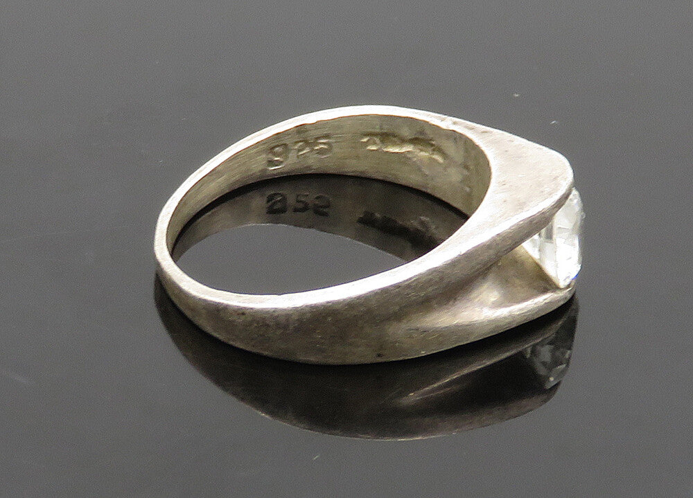 MEXICO 925 Silver  Vintage Cubic Zirconia Dome Solitaire Ring Sz 7  RG21022
