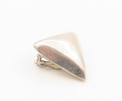 925 Sterling Silver Vintage Earrings Solid Puffy Triangular Clip On  EG13902