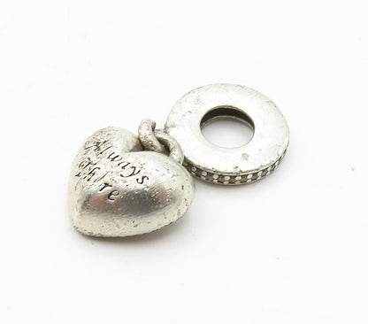 PANDORA 925 Sterling Silver  Vintage Best Friends Love Heart Pendant  PT12493