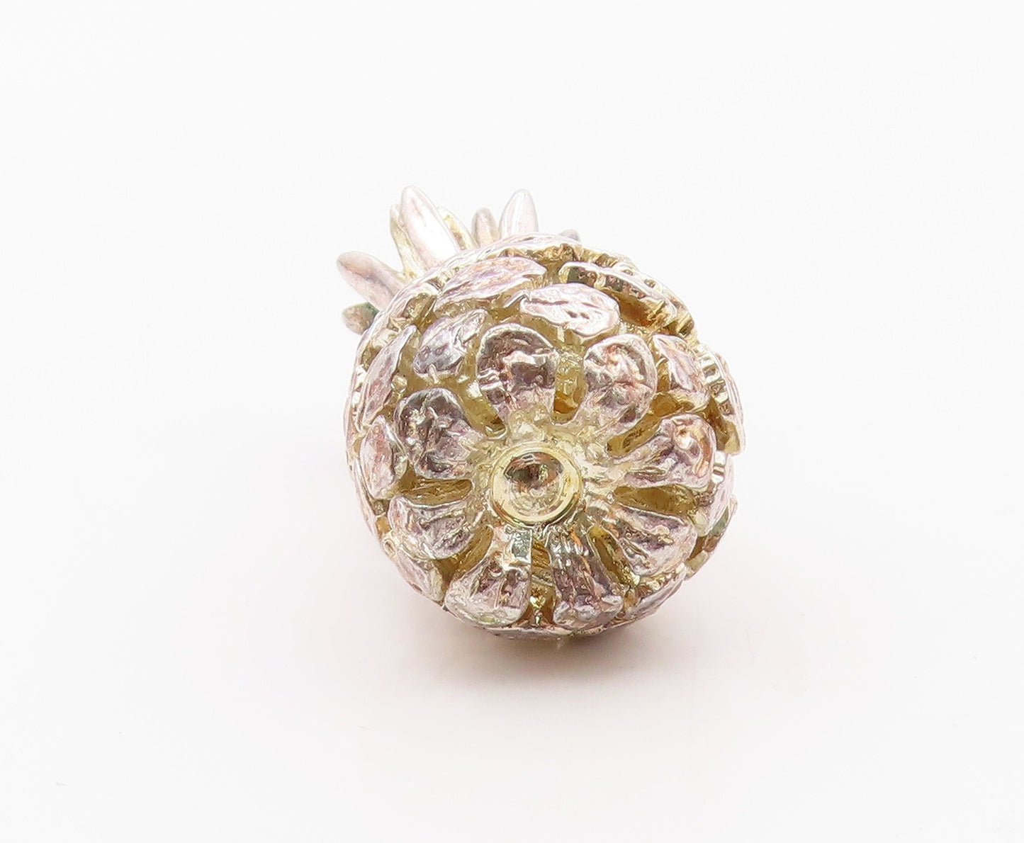 925 Sterling Silver  Vintage Shiny Heavy Pineapple Fruit Pendant  PT16921