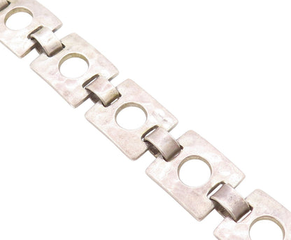 925 Sterling Silver Vintage Bracelet Square Open Work Metal Linked BT11271