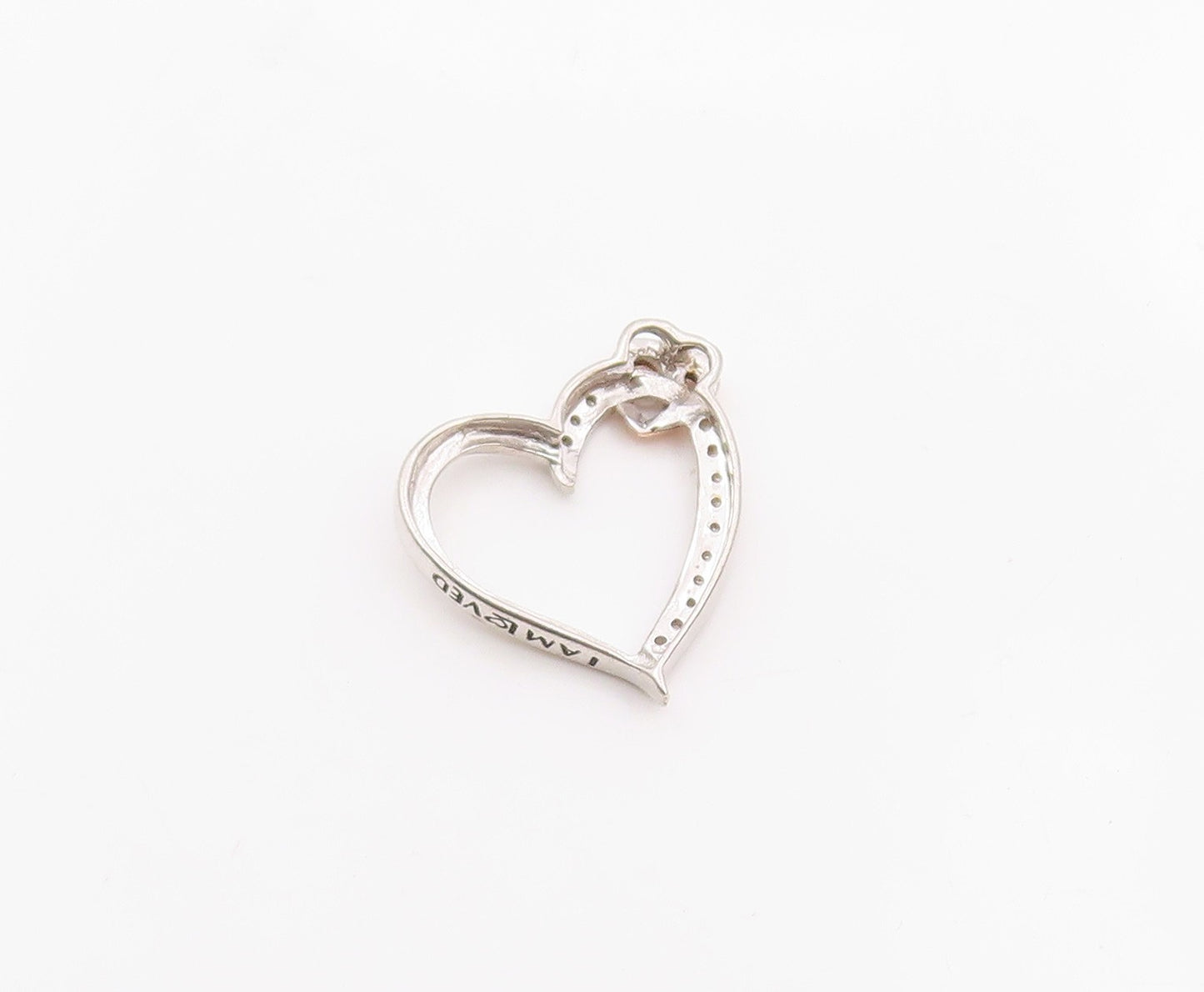 925 Sterling Silver  Genuine Diamonds Two Tone Love Heart Pendant  PT7846