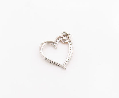 925 Sterling Silver  Genuine Diamonds Two Tone Love Heart Pendant  PT7846