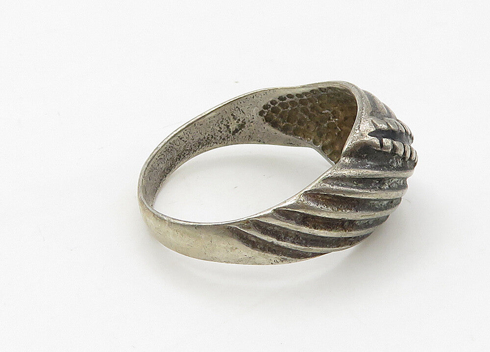 925 Sterling Silver  Vintage Dark Tone Fluted Dome Band Ring Sz 7  RG21515