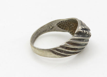 925 Sterling Silver  Vintage Dark Tone Fluted Dome Band Ring Sz 7  RG21515