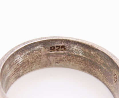 925 Sterling Silver Vintage Ring Carved Geometric Cross Pattern  Sz 8  RG36097
