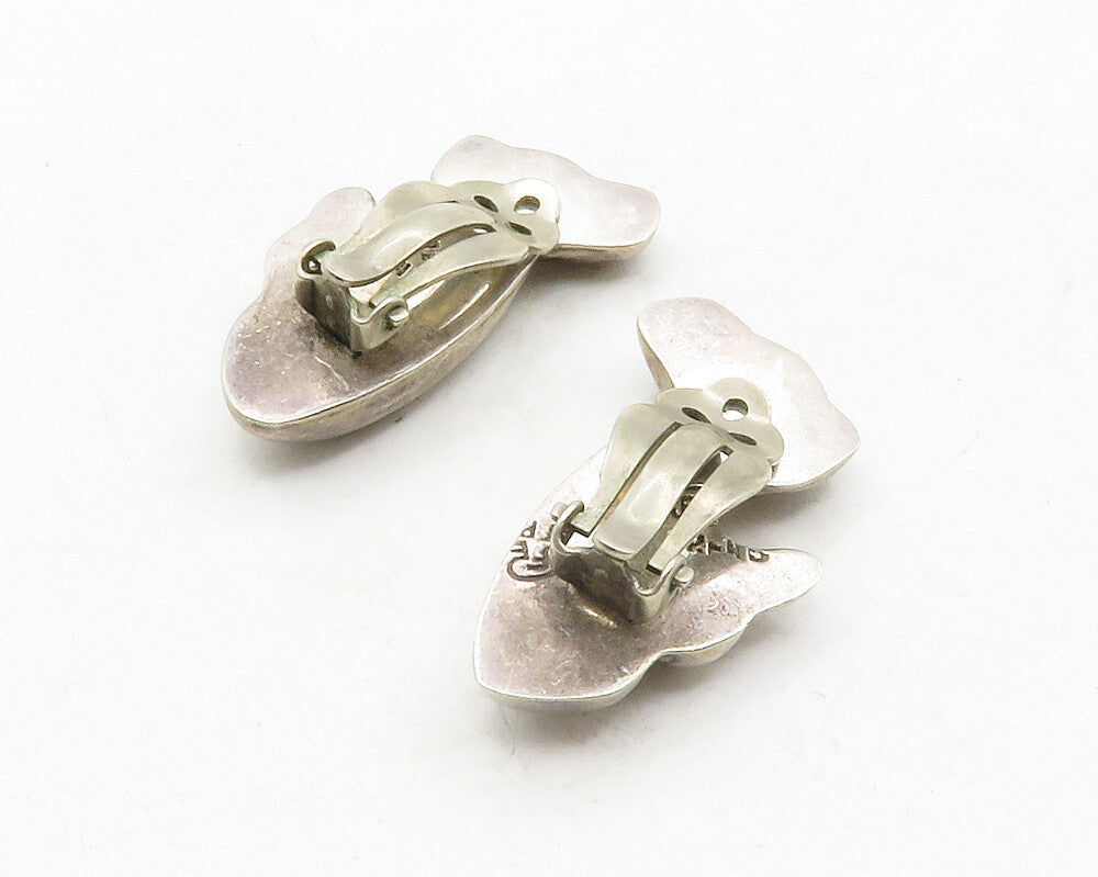 MEXICO 925 Sterling Silver  Vintage Modernist Non Pierce Earrings  EG6649