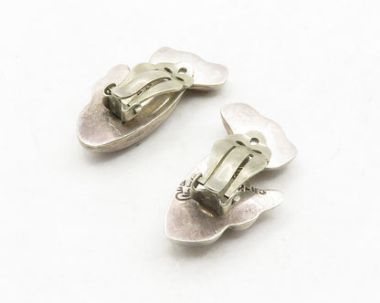 MEXICO 925 Sterling Silver  Vintage Modernist Non Pierce Earrings  EG6649