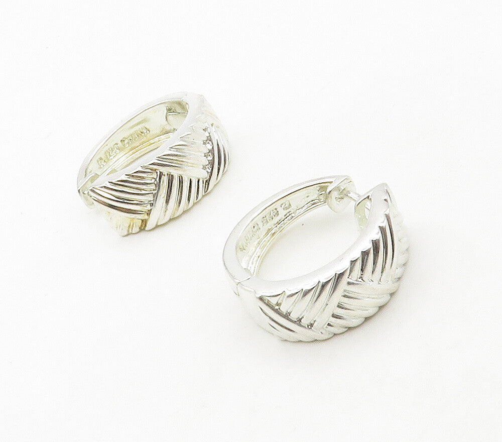 ROSS SIMON 925 Sterling Silver  Shiny Woven Pattern Hoop Earrings  EG8505