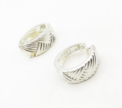 ROSS SIMON 925 Sterling Silver  Shiny Woven Pattern Hoop Earrings  EG8505
