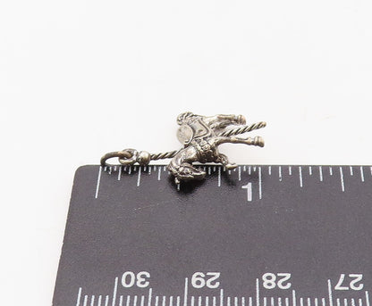 925 Sterling Silver Vintage Pendant Dark Tone Carved Mini Horse Charm  PT23620