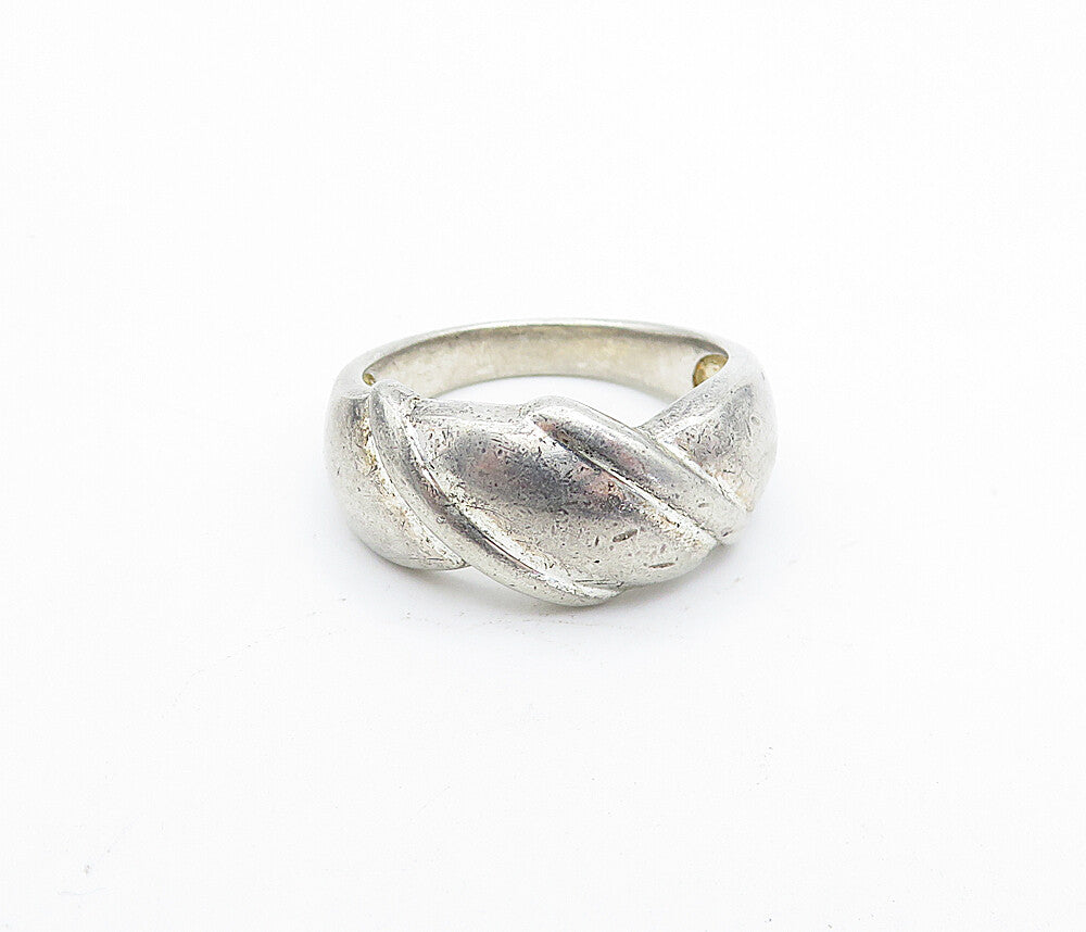 MWS 925 Sterling Silver  Vintage Shiny Fluted Detail Band Ring Sz 9  RG4167