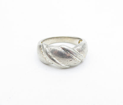 MWS 925 Sterling Silver  Vintage Shiny Fluted Detail Band Ring Sz 9  RG4167