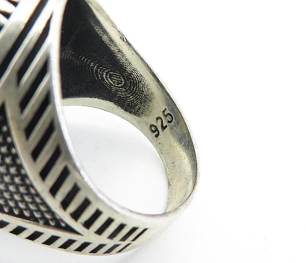925 Sterling Silver  Vintage Inlaid Tiger's Eye Cocktail Ring Sz 10  RG7363