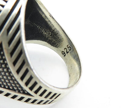 925 Sterling Silver  Vintage Inlaid Tiger's Eye Cocktail Ring Sz 10  RG7363