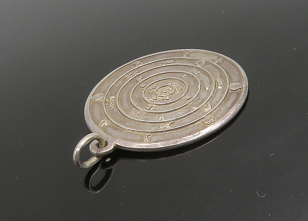925 Sterling Silver  Vintage Shiny Etched Name Astrology Pendant  PT19094
