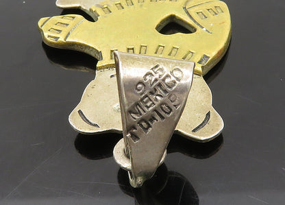 MEXICO 925 Sterling Silver  Vintage Two Tone Love Teddy Bear Pendant  PT16963
