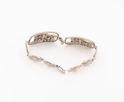 925 Sterling Silver Vintage Beach Frame Cutout Clip Lock Bracelet  BT9849