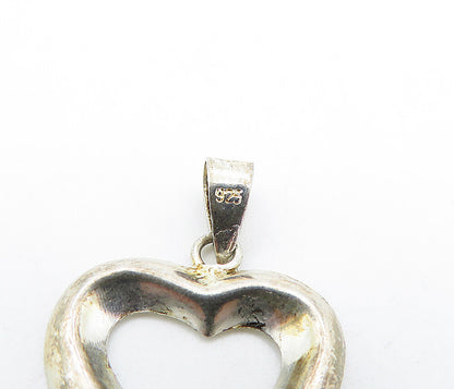 925 Sterling Silver  Vintage Petite Minimalist Open Love Heart Pendant  PT2646