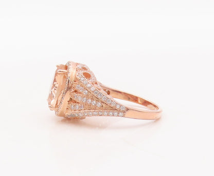 925 Sterling Silver Vintage Ring Rose Gold Plated Round 2 Tone CZ  Sz 7  RG29322