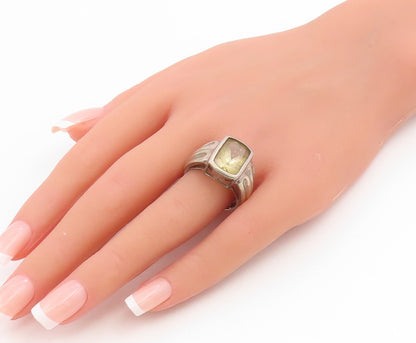 925 Sterling Silver Vintage Ring Citrine Geometric Wave Band  Sz 9.5  RG34889